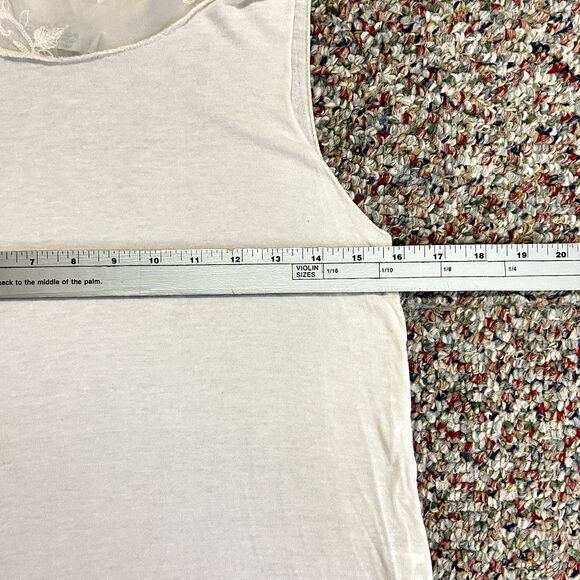 Angela Moda Ivory Sheer Lined Floral Embroidered Silk Blend SS Relaxed Top Sz S - Picture 14 of 15